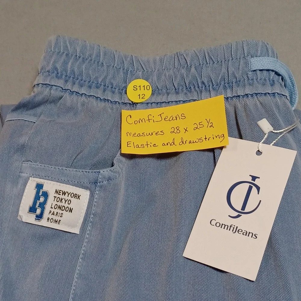 Comfijeans Jogger Pants Womens 28 Light Blue Elastic Waist Drawstring Casual New
